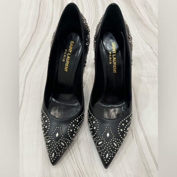 Saint Laurent Black Studded Heels - Picture 1 of 4